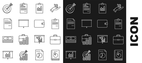 set line user manual briefcase document vector image