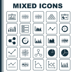 set of graphs diagrams and statistics icons vector image