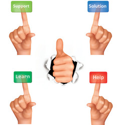 set of hands pushing different buttons vector