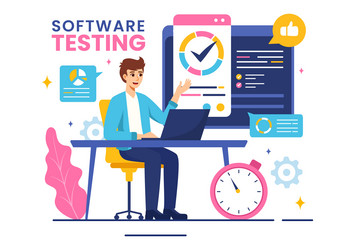 software testing featuring application vector image