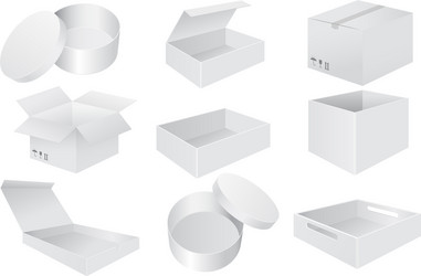 white paper boxes set od 3d objects vector image