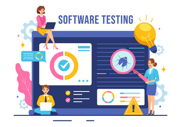 software testing featuring application vector image