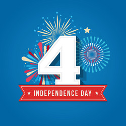 4th of July Celebration - Fireworks & Flags Vector Image