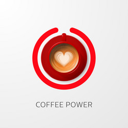 Coffee power 3d realistic red mug vector