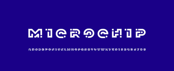 digital alphabet font thick letters and numbers vector image