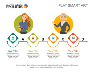four option process chart slide template vector image