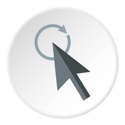 Grey cursor clicks on update icon flat style vector