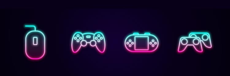 set line computer mouse game controller vector image
