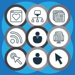 set of 9 world wide web icons includes local vector image