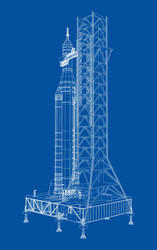 space rocket on launch pad rendering of 3d vector image