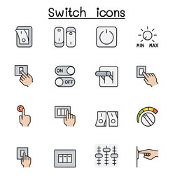 switch icon set color line style vector image