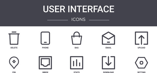 user interface concept line icons set contains vector image