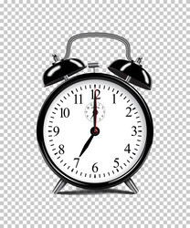 black alarm clock isolated on transparent vector