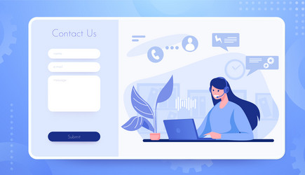 contact us landing page customer support website vector