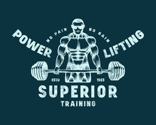 emblem with powerlifter silhouette Vector Image