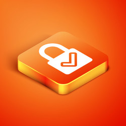 Isometric open padlock and check mark icon vector