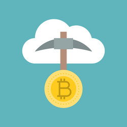 bitcoin mining with clouds icon vector image