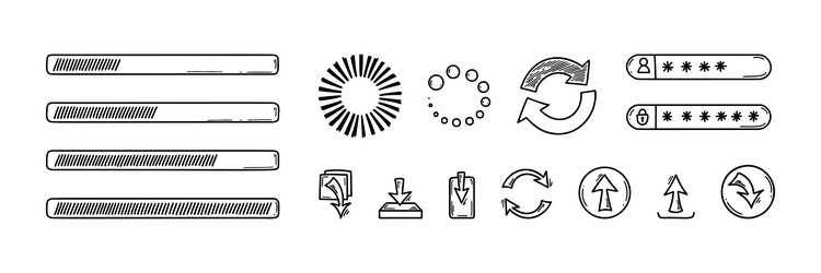 doodle web ui ux design sketch elements website vector image