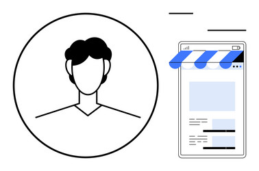 online profile linked to digital storefront for e vector image