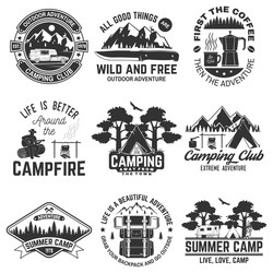 Outdoor Adventure Symbols & Quotes Vector Image