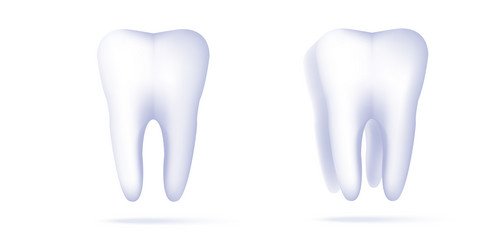 tooth 3d render icons set front view vector