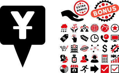 yuan map pointer flat icon with bonus vector image