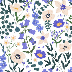 Gorgeous seamless floral pattern with bluebells vector