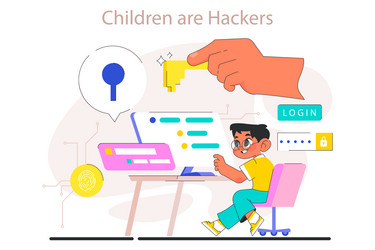 little boy do programming computer science vector image