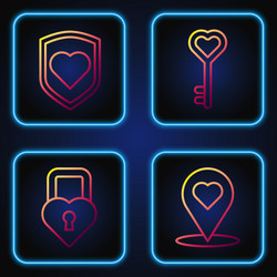 set line map pointer with heart castle vector image