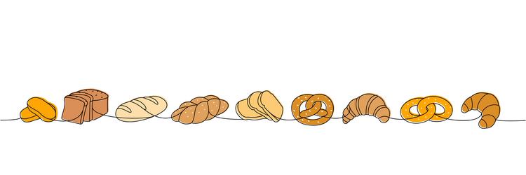 breads one line colored continuous drawing vector image