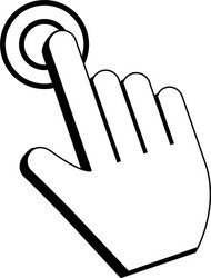 Click cursor touch symbol in black and white vector