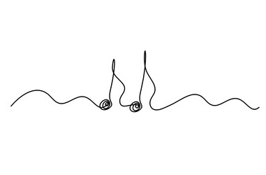 abstract whole note as continuous lines drawing vector image