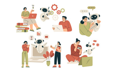 artificial intelligence technology with people vector image