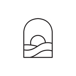 Field sunset icon logo design Royalty Free Vector Image