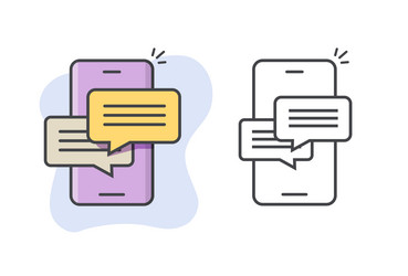 message text chat app icon line outline art vector image