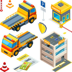 parking and evacuation cars isometric vector