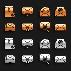 set mail message lock password and e-mail vector image