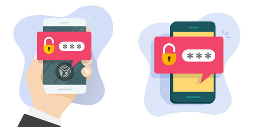 verification code password access on mobile cell vector image