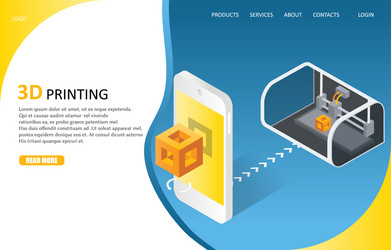 3d printing process landing page website vector image
