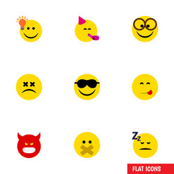 Flat icon expression set of asleep delicious food vector