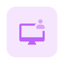 main computer handled by user in workspace vector image