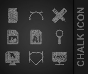 set ai file document heart with bezier curve vector image