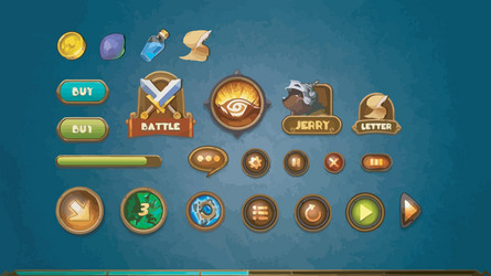 complete set of level button game ui pop-up icon vector image