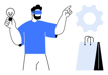 man exploring innovation through virtual reality vector image
