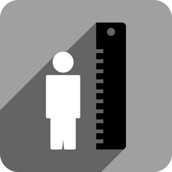 man height meter flat square icon with long shadow vector image