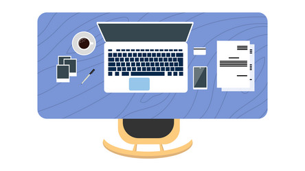 office desk top view concept vector image