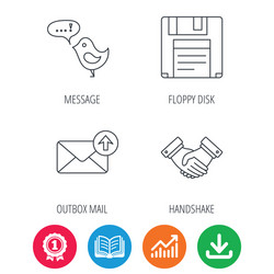 outbox mail message and handshake icons vector image