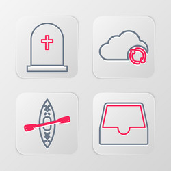 set line social media inbox kayak and paddle vector image