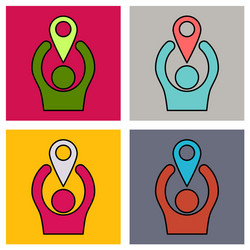 set of navigation geolocation icon in flat design vector image