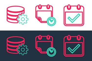 set line calendar with check mark setting vector image